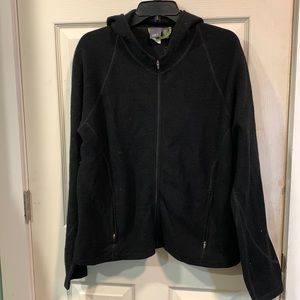 Vintage Classic Ibex Black Washable Merino Wool Full-Zip Jacket Coat XL